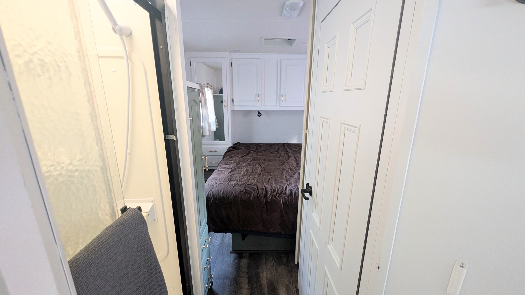 King Bed in Master Suite, Shower.